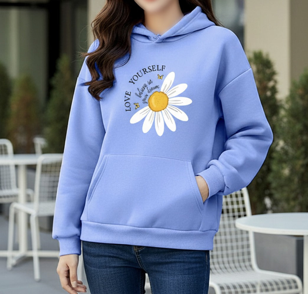 WinterGlow | Premium Soft Printed Winter Hoodie for Stylish Ladies
