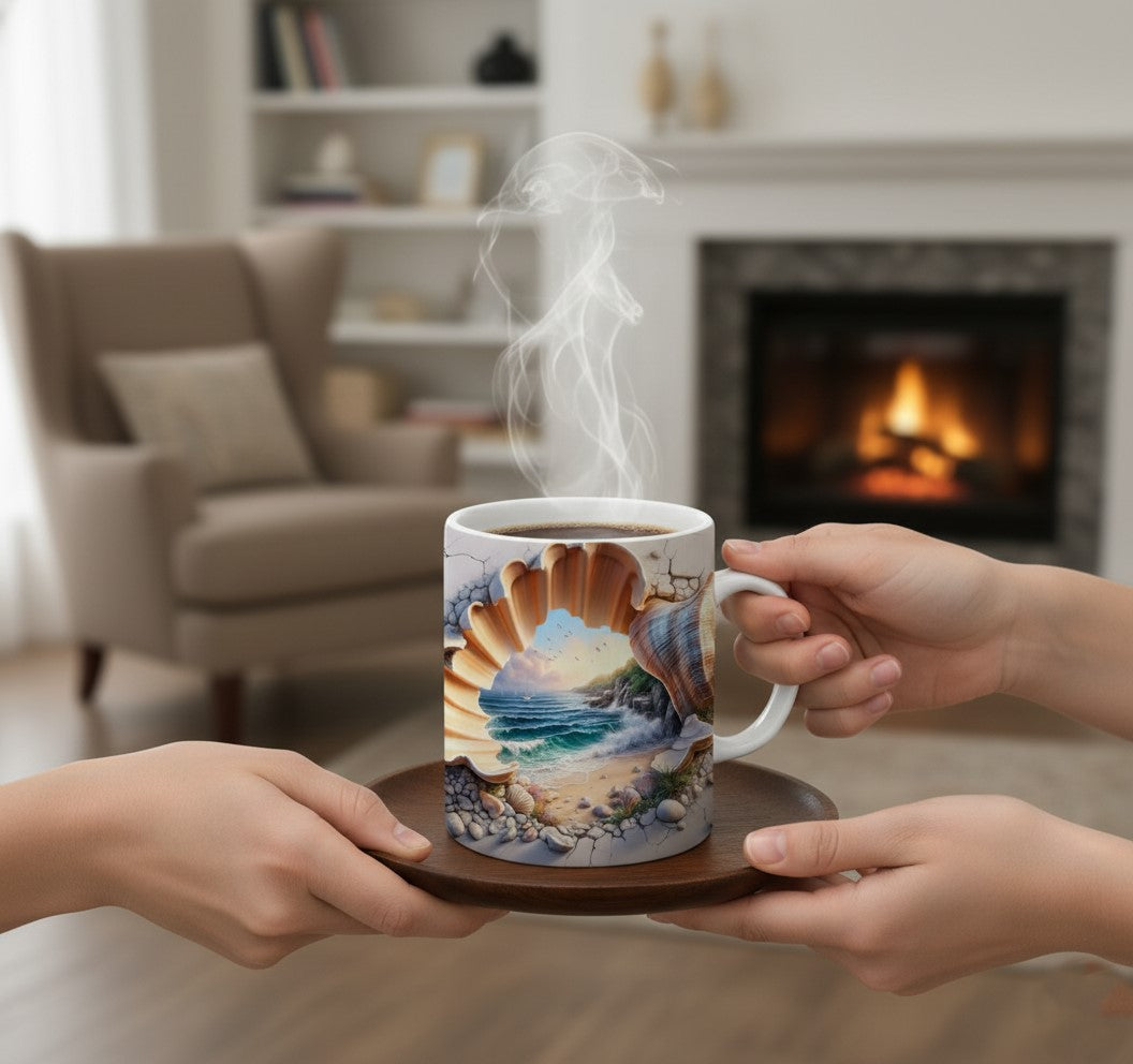 3D Design Mug Beautiful Sea Beach View