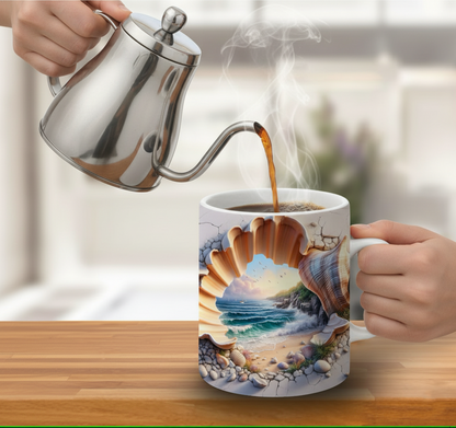 3D Design Mug Beautiful Sea Beach View