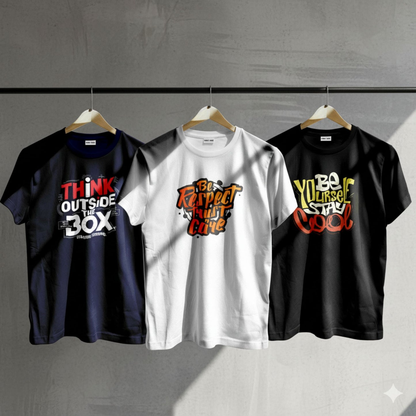 Unique Design Mens Cotton T-Shirt 3-Piece Combo Pack