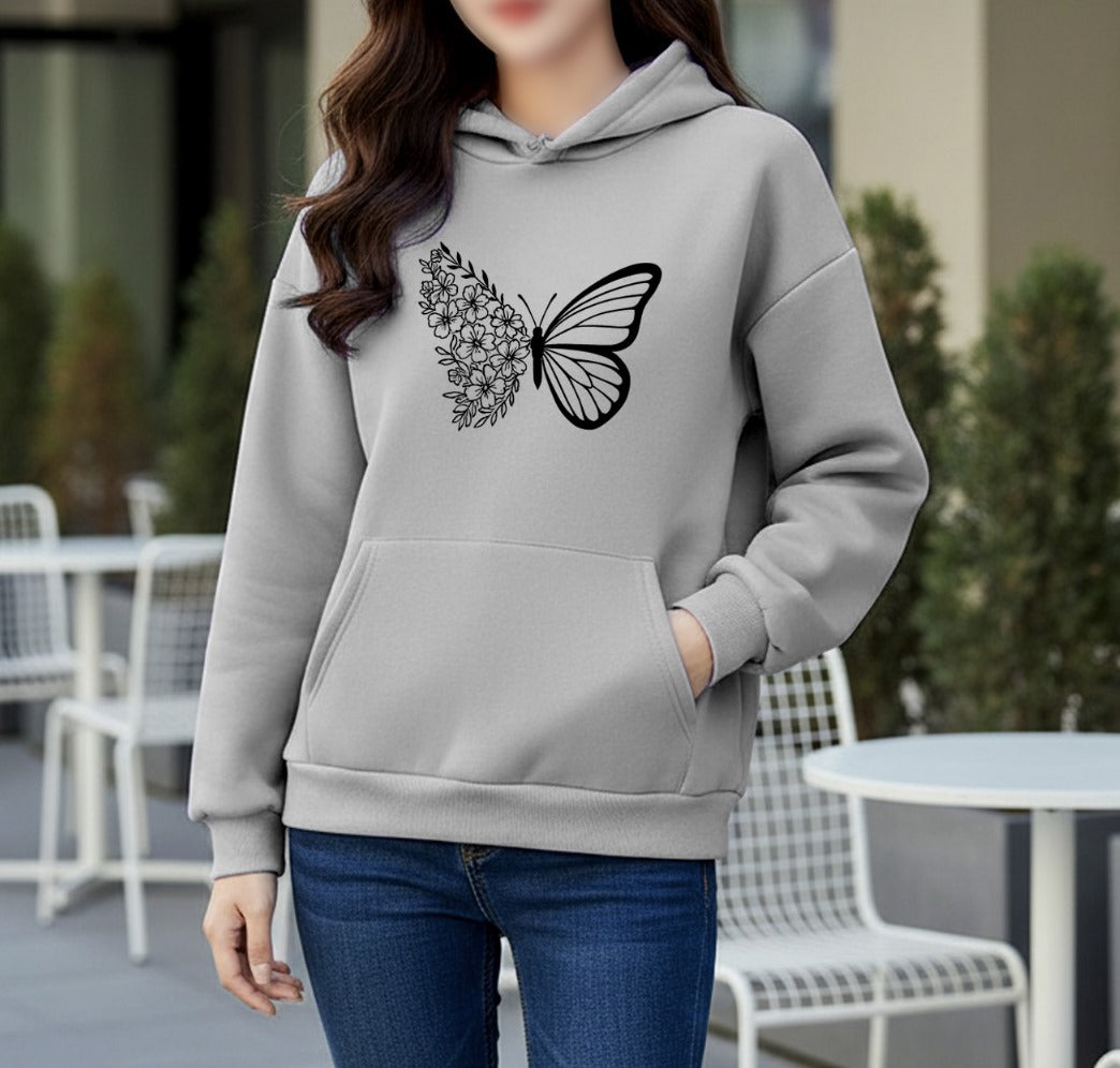 WinterGlow | Premium Soft Printed Winter Hoodie for Stylish Ladies