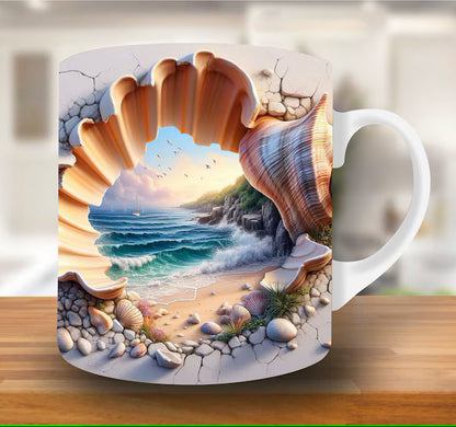 3D Design Mug Beautiful Sea Beach View