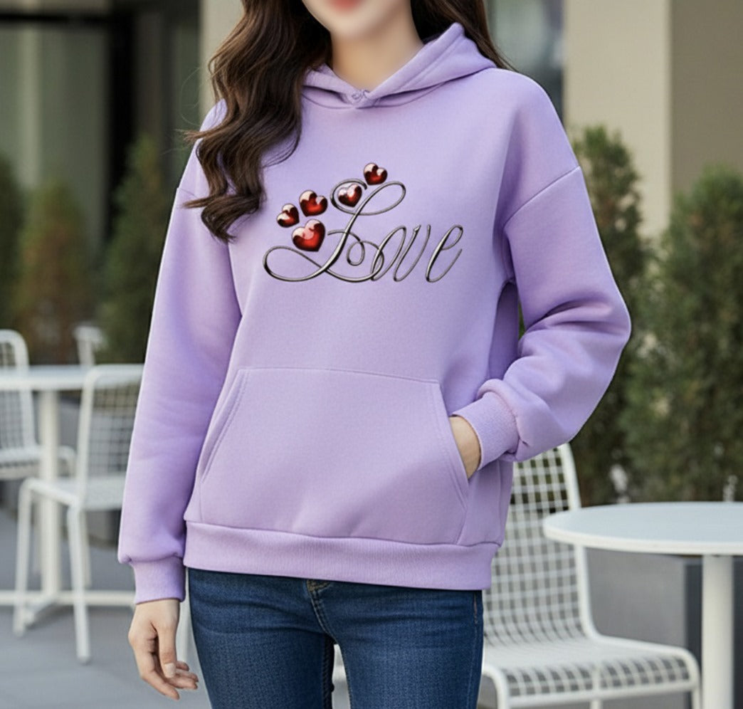 WinterGlow | Premium Soft Printed Winter Hoodie for Stylish Ladies