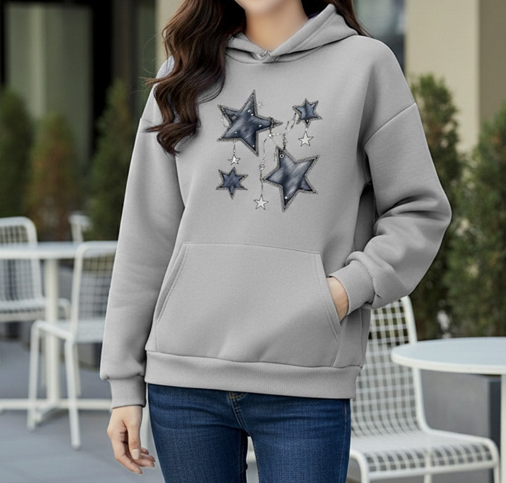 WinterGlow | Premium Soft Printed Winter Hoodie for Stylish Ladies