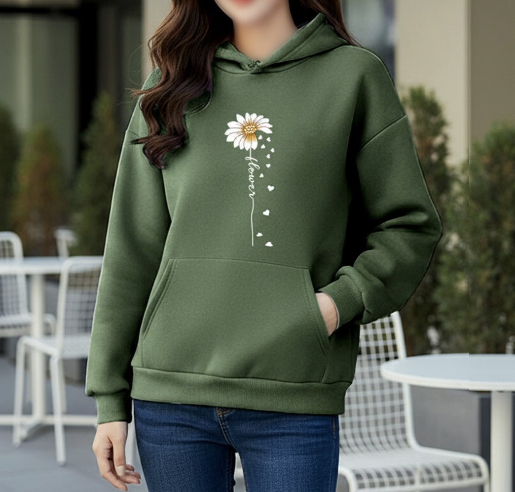 WinterGlow | Premium Soft Printed Winter Hoodie for Stylish Ladies
