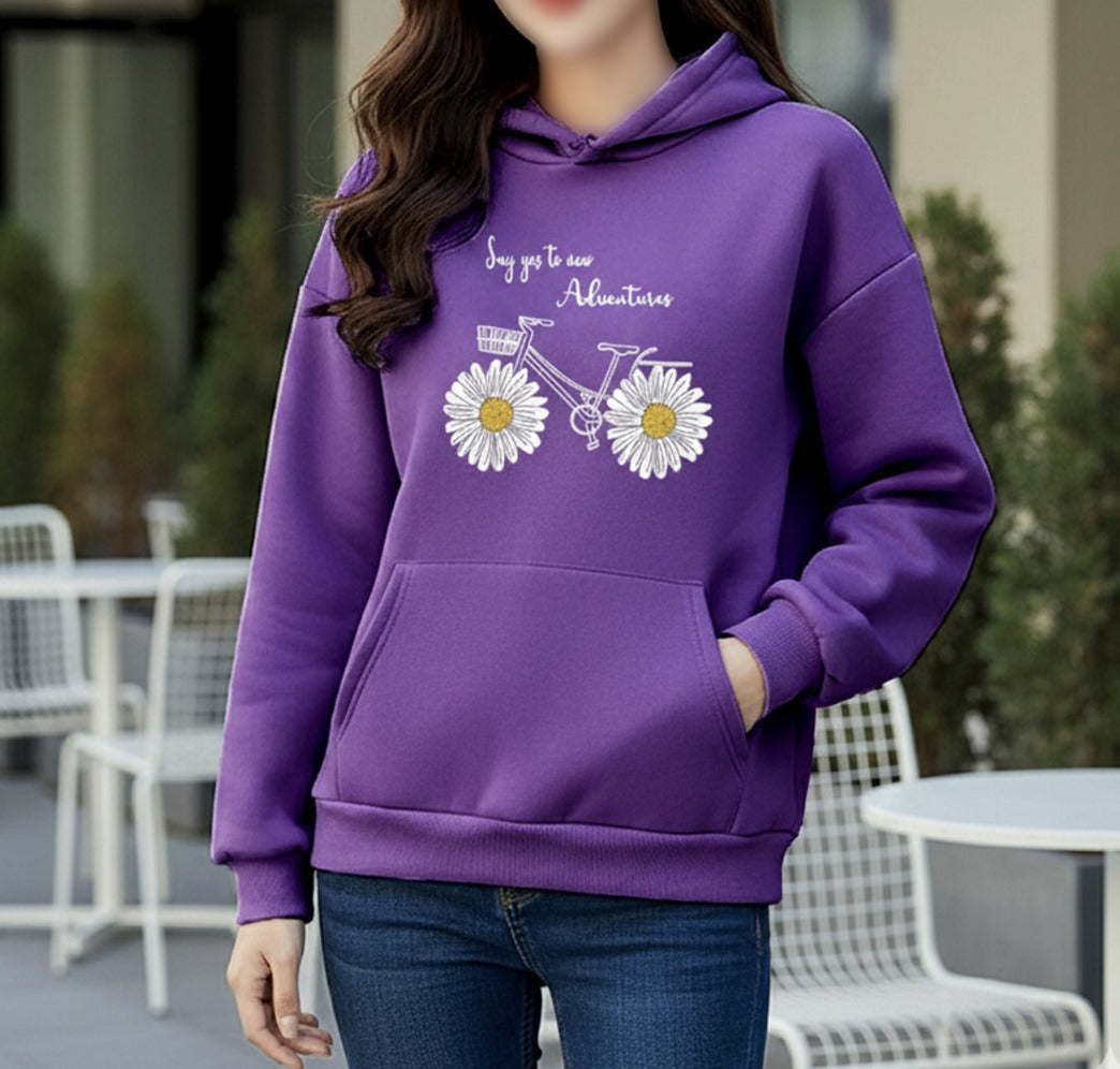 WinterGlow | Premium Soft Printed Winter Hoodie for Stylish Ladies