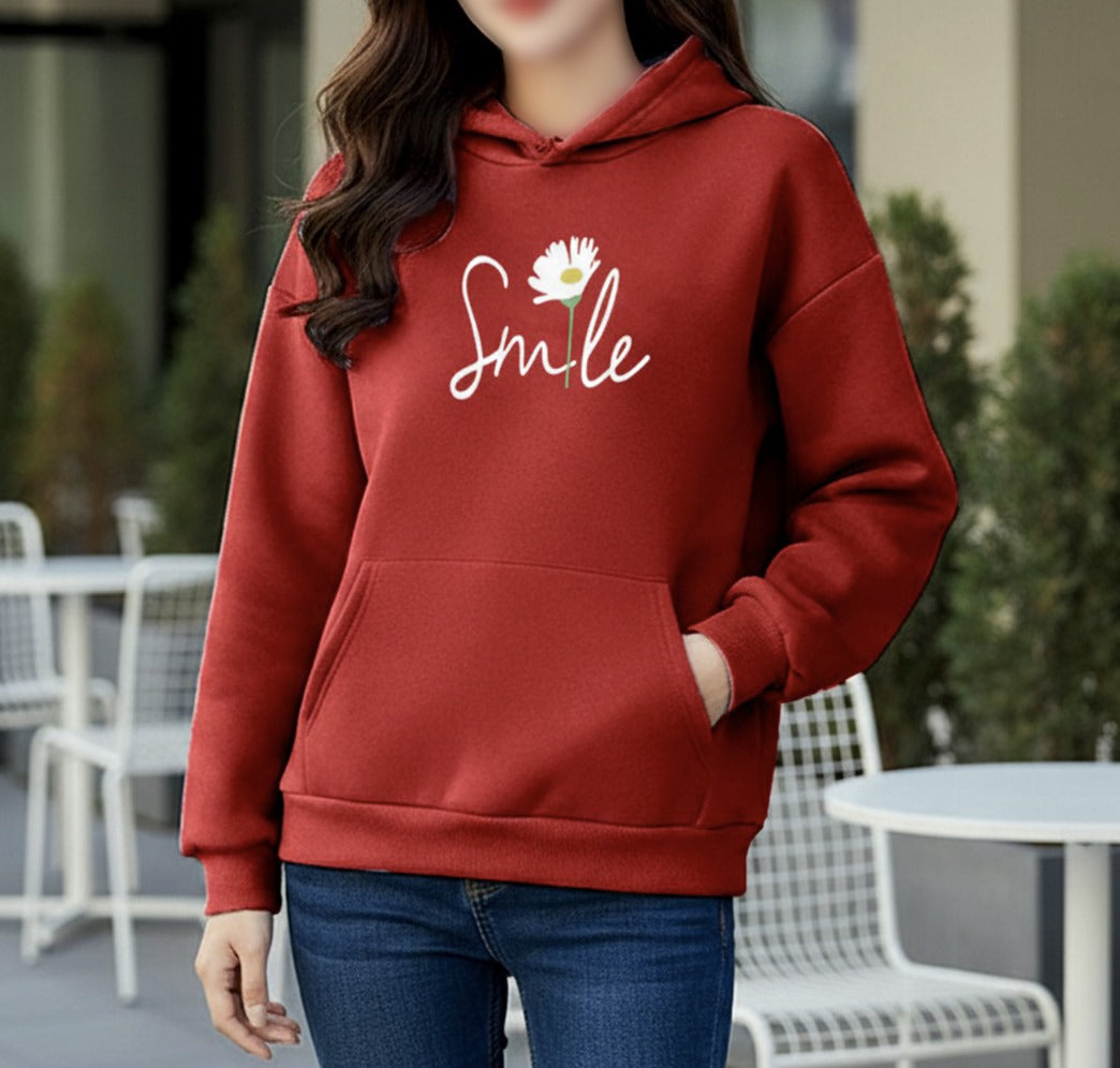 WinterGlow | Premium Soft Printed Winter Hoodie for Stylish Ladies